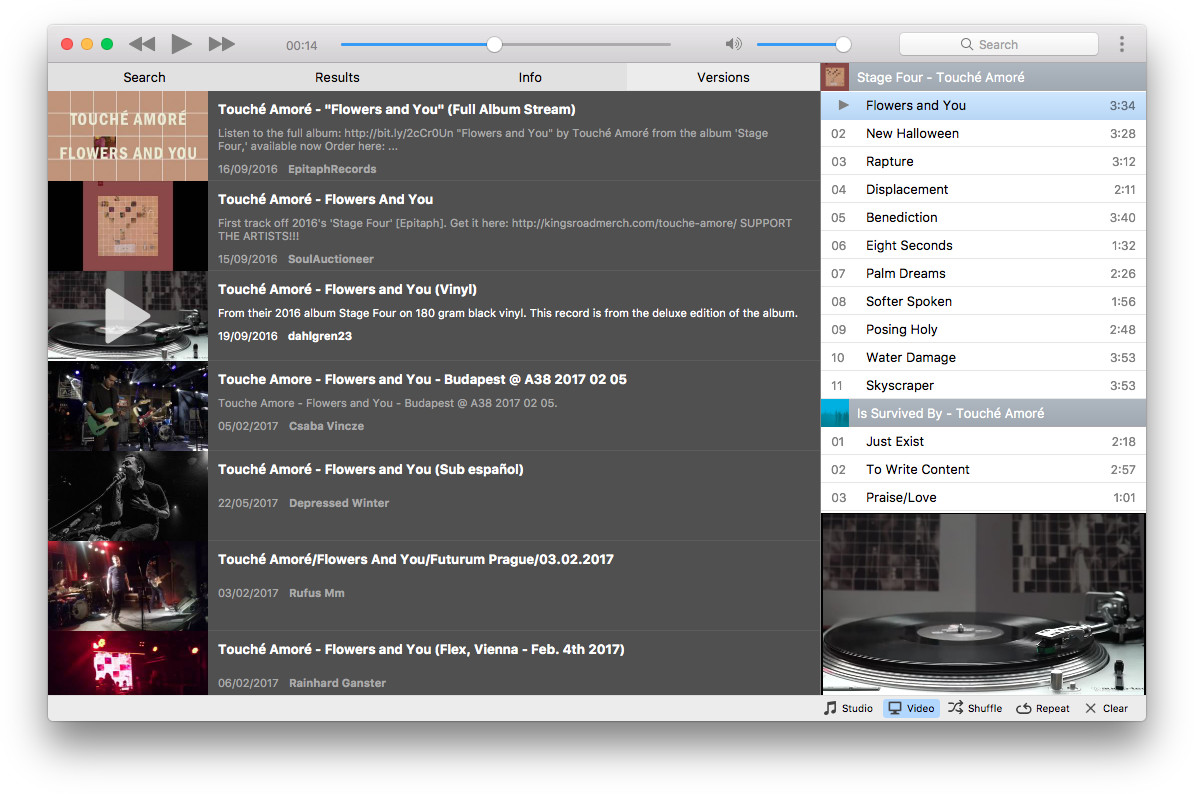 Musictube, YouTube streaming music player for Mac, Windows and Linux